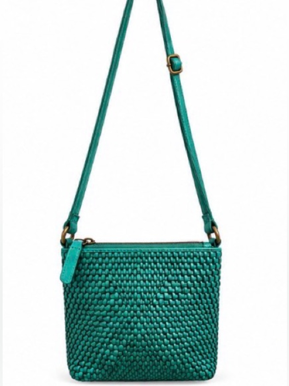 Vilenca Holland Teal Woven Leather Crossbody Bag Boho Turquoise Purse